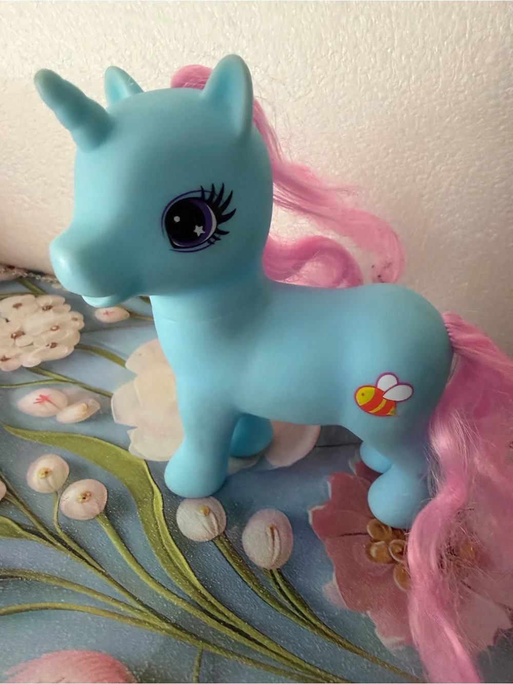 Pony Gi-Go Wonder Blue Unicorn Pink Hair Bumble Bee MLP 1981